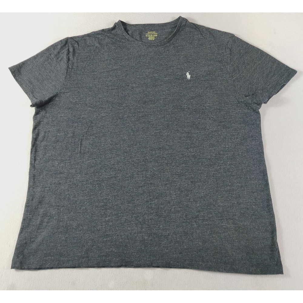 Polo Ralph Lauren Shirt Mens 2XL Gray Crewneck Classic Fit Pony Logo Tee Preppy